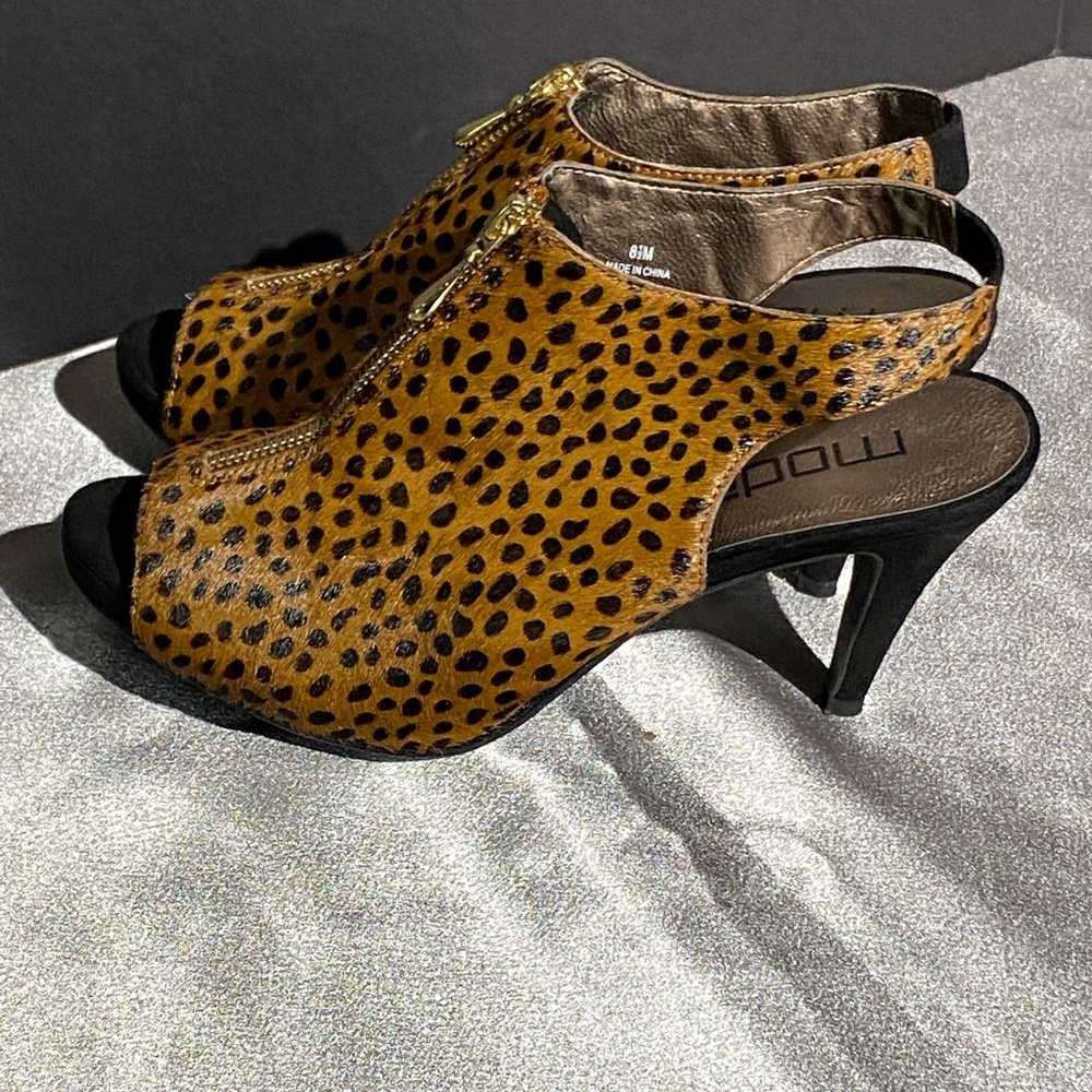 🌸Moda Cheetah Print Peep Toe